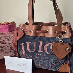 Juicy Couture Brown and Blue Women's Bag